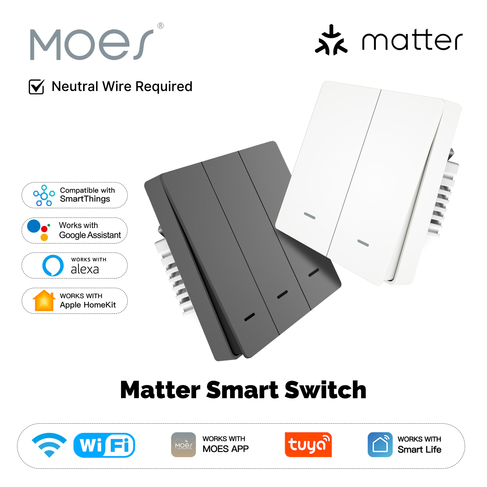 Smart Home For Living - MOES Matter Tuya WiFi bouton lumineux