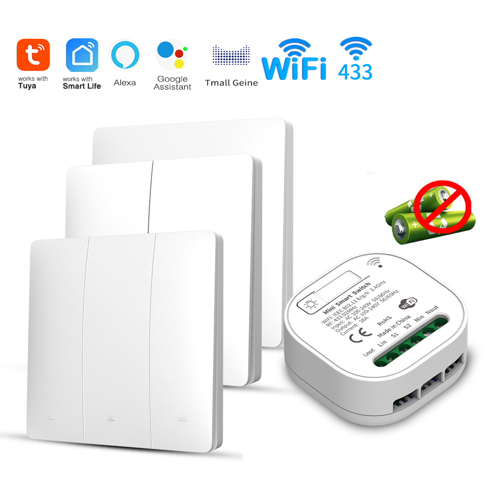 Smart Home For Living - Interrupteur d'éclairage intelligent WiFi Tuya auto-alimenté,